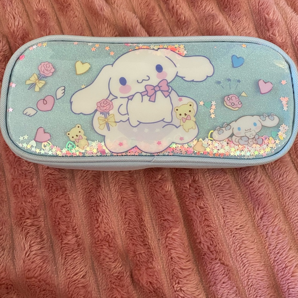 Cute Blue Pencil Case with Cartoon Design